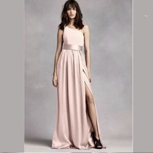 NWT Vera Wang White Blush Pink One Shoulder Gown Prom/Bridesmaids Dress Size 6